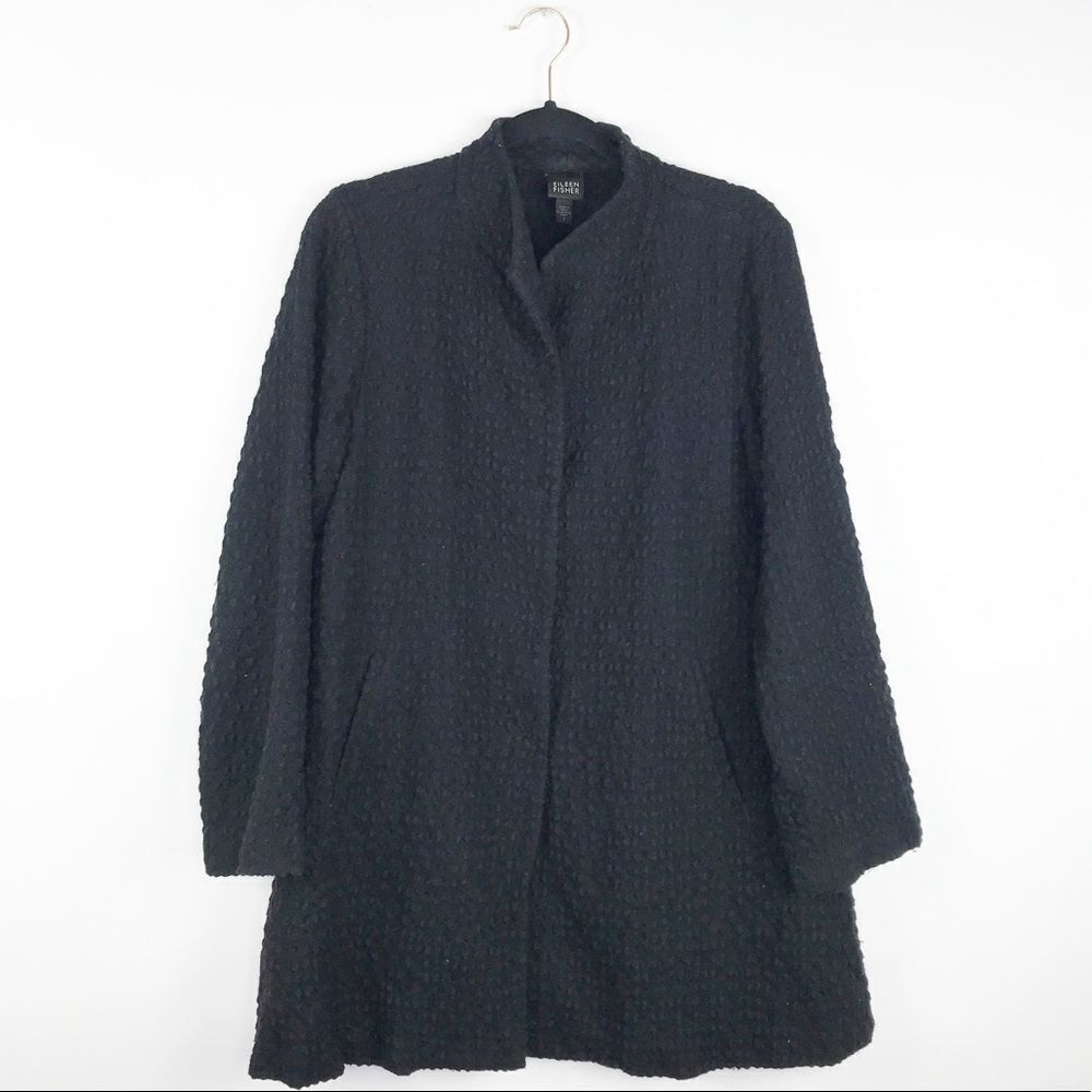 Eileen Fisher black wool‎ textured jacket